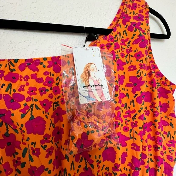 Floral One shoulder Tiered Ruffle FlowY midi dress - Picture 8 of 11